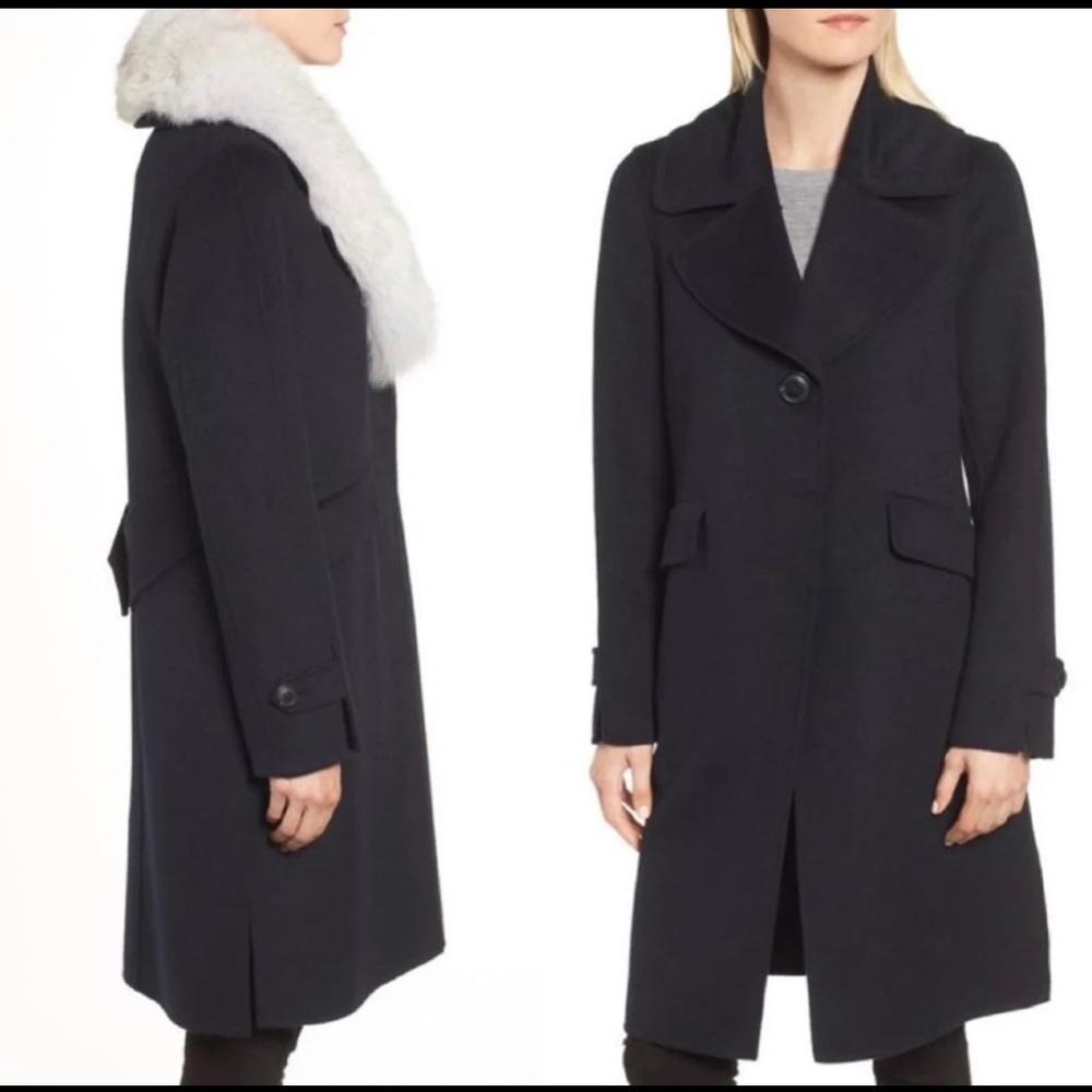 Derek Lam 10 Crosby Wool Trench Coat Faux Fur size medium designer NWT - Picture 2 of 8